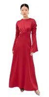 Oríré Orire The Jou Long Sleeve Satin Gown In Red