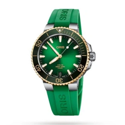 Pre-owned Oris 01 400 7769 6357-07 4 22 77fc Men's Aquis Date Green Dial Automatic Watch