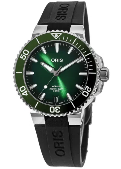 Oris Aquis Aquispro Date Calibre 400 Green Dial Rubber Strap Men's Watch 01 400 7769 4157-07 4 22 74fc