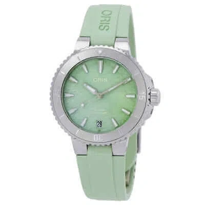 Pre-owned Oris Aquis Automatic Green Dial Ladies Watch 01 733 7770 4157-07 4 18 67fc
