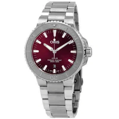 Pre-owned Oris Aquis Automatic Red Dial Men's Watch 01 733 7730 4158-07 8 24 05peb