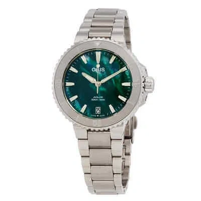 Pre-owned Oris Aquis Date Automatic Green Dial Ladies Watch 01 733 7770 4137-07 8 18 05p