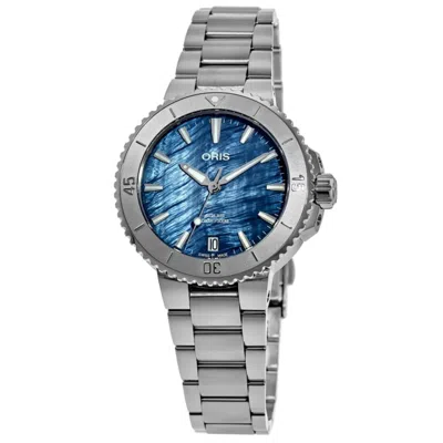 Oris Aquis Date Blue Mother Of Pearl Dial Steel Women's Watch 01 733 7770 4155-07 8 18 05p In Brown