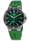 Oris Aquis Date Calibre 400 Automatic Green Dial Rubber Strap Men's Watch 01 400 7790 4157-07 4 23 47eb In Green