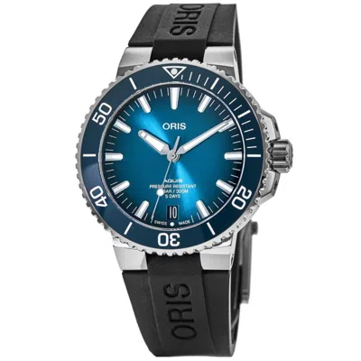 Oris Aquis Date Calibre 400 Blue Ceramic Rubber Strap Men's Watch 01 400 7763 4135-07 4 24 74eb