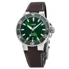 Oris Aquis Date Green Dial Brown Leather Strap Men's Watch 01 733 7732 4157-07 5 21 10fc In Green