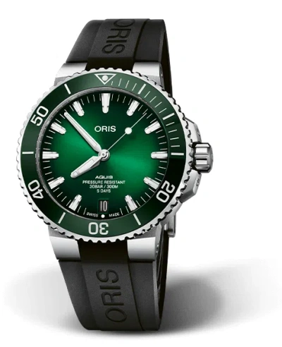 Pre-owned Oris Aquis Date Green Dial Men's Watch 01 400 7763 4157-07 4 24 74eb