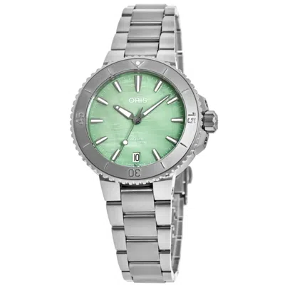 Oris Women's Aquis Date Mother-of-pearl Dial Watch In Sapphire