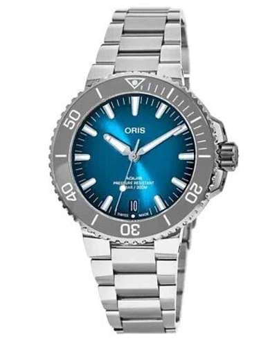 Pre-owned Oris Aquis Date Oceanic Blue Men's Watch 01 733 7732 4155-07 8 21 05peb