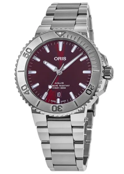 Oris Aquis Date Red Cherry Dial Steel Men's Watch 01 733 7766 4158-07 8 22 05peb