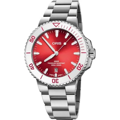 Pre-owned Oris Aquis Date Taste Of Summer Red Men's Watch 01 733 7787 4138-07 8 22 04peb