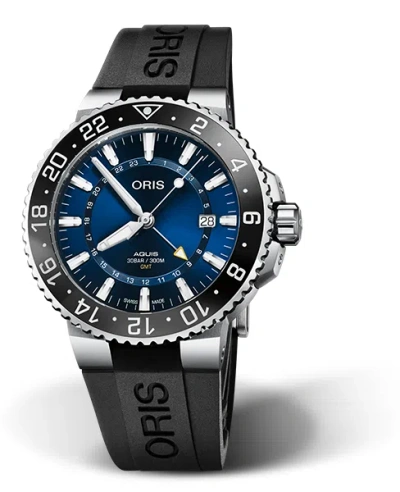 Pre-owned Oris Aquis Gmt Date 01-798-7754-4135-07-4-24-64eb Automatic 300m Men's Watch