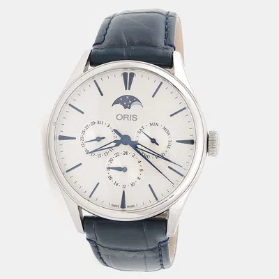 Pre-owned Oris Artelier Moonphase 01 781 7729 4051-07 5 21 66fc Automatic White Stainless Steel Men's Wristwatch 40