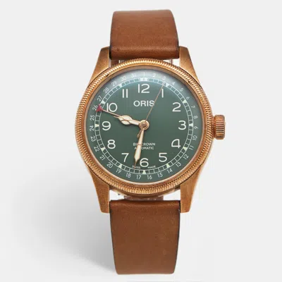 Pre-owned Oris Big Crown Pointer Date 80th Anniversary Edition 01 754 7741 3167-07 5 20 58br Green Dial Bronze Stai In Brown