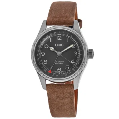 Oris Big Crown Pointer Date Automatic Black Dial Brown Leather Strap Unisex Watch 01 754 7749 4064-07 5 1