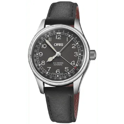Oris Big Crown Pointer Date Automatic Black Dial Leather Strap Unisex Watch 01 754 7749 4064-07 5 17 65g