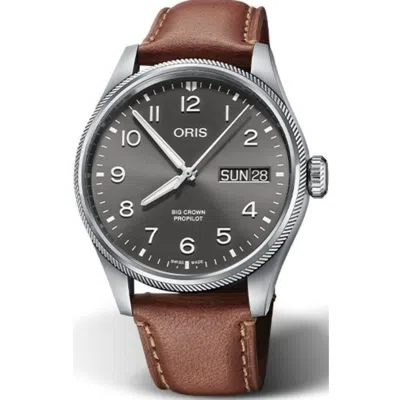 Oris Big Crown Propilot Big Day Date Automatic Grey Dial Leather Strap Men's Watch 01 752 7760 4063-07 5 