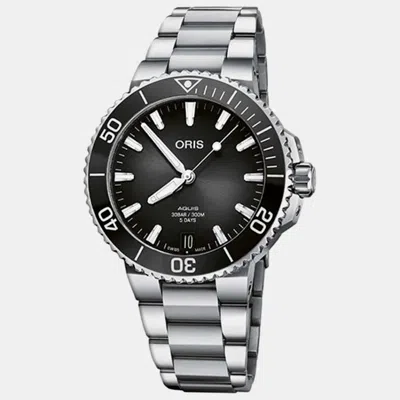 Pre-owned Oris Black Stainless Steel Aquis 01 400 7769 4154-07 8 22 09peb Automatic Men's Wristwatch 41.5 Mm