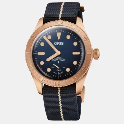 Pre-owned Oris Blue Bronze Divers Carl Brashear 01 401 7764 3185 Automatic Men's Wristwatch 40 Mm