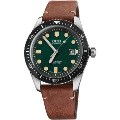 Oris Divers Green Dial Brown Leather Strap Men's Watch 01 733 7720 4057-07 5 21 45