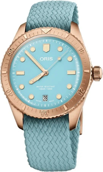 Pre-owned Oris Divers Sixty-five Blue Dial & Strap Bronze Case Sports Watch Online Sale
