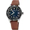 Oris Divers Sixty-five Blue Dial Brown Leather Strap Unisex Watch 01 733 7747 4055-07 5 17 45 In Blue