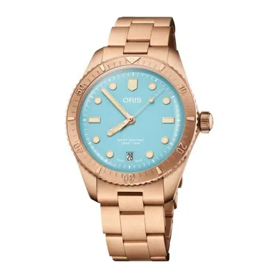 Pre-owned Oris Divers Sixty-five Bronze Automatic Blue Dial Watch 733 7771 3155-07 8 19 15