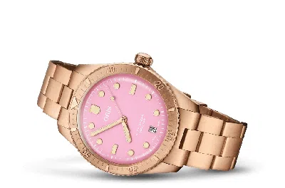 Pre-owned Oris Divers Sixty-five Bronze Automatic Pink Dial Watch 733 7771 3158-07 8 19 15