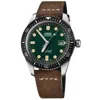 Oris Divers Sixty-five Green Dial Brown Leather Strap Men's Watch 01 733 7720 4057-07 5 21 02 In Green