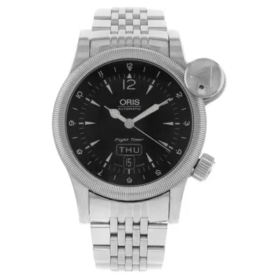 Pre-owned Oris Flight Timer Black Dial Day Date Steel Automatic Mens Watch 63575684064