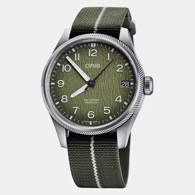 Pre-owned Oris Green Stainless Steel Propilot Okavango Air Rescue 01 751 7761 4187 Automatic Men's Wristwatch 41 Mm