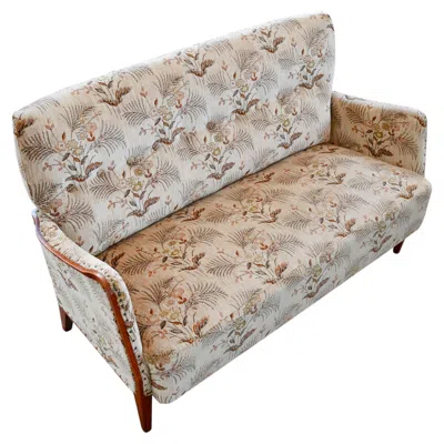 Pre-owned Orla Mølgaard-nielsen Danish 1950s Settee With Wooden Armrest By Orla Mølgaard Amber Colored Frame In Brown