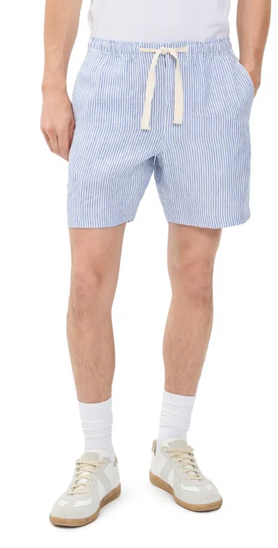 Orlebar Brown Alex Fine Hemp Stripe Shorts 7.5 Bergamo Blue Stripe