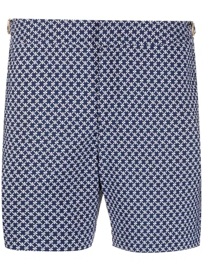 Orlebar Brown All-over Graphic-print Swim Shorts In Blue