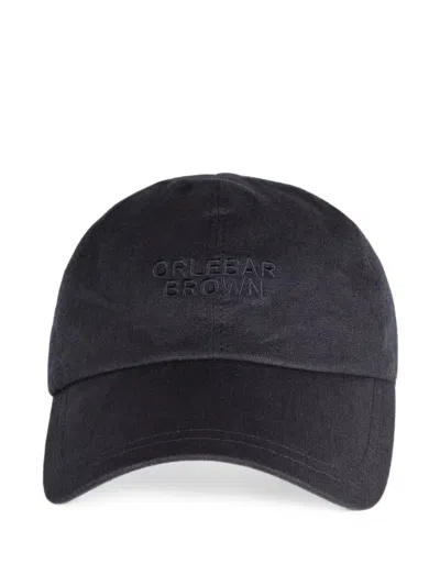 Orlebar Brown Barney Embroidered Linen Baseball Cap In Black