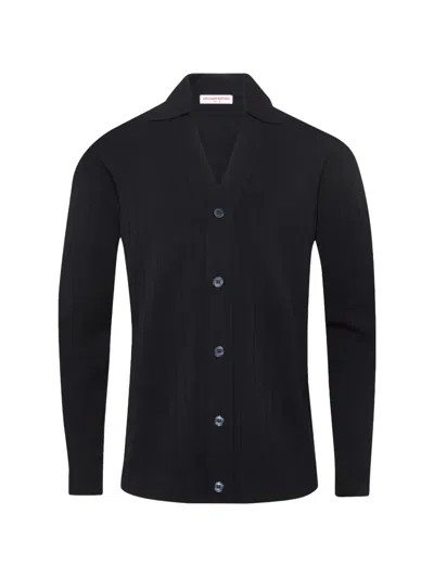 Orlebar Brown Bastian Collared Buttoned Cardigan In Blue