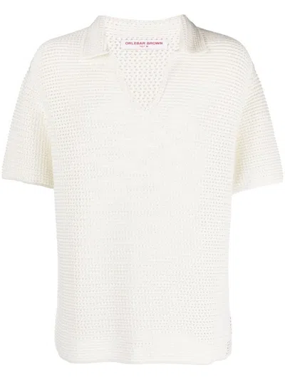 Orlebar Brown Batten Crochet Polo Shirt In Neutrals