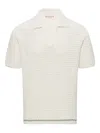Orlebar Brown Batten-stitch Open-knit Polo Shirt In White