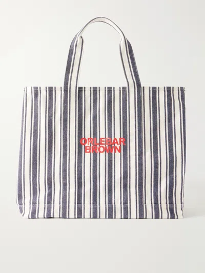 Orlebar Brown Beach Bound Striped Cotton Tote Bag In Blue