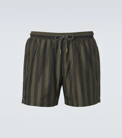Orlebar Brown Boxer Stripe-pattern Swim Shorts In Green