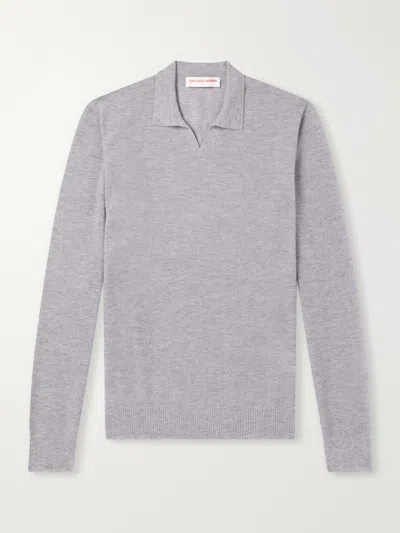 Orlebar Brown Bresson Cashmere Polo Shirt In Gray