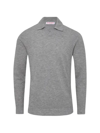 Orlebar Brown Bresson Cashmere Polo Shirt In Gray