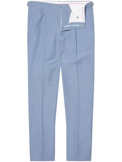 Orlebar Brown Carsyn Tapered Pleated Linen And Cotton-blend Trousers In Blue