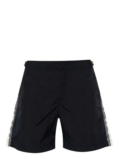 Orlebar Brown Bulldog Border Tape Swim Shorts In Blue