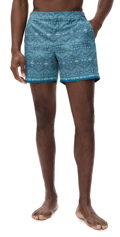 Orlebar Brown Bulldog Carnival Swim Trunks Nova Blue