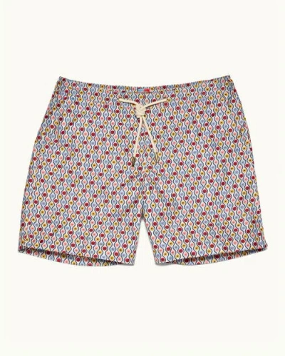 Orlebar Brown Bulldog Drawcord Mid Length Swim Shorts In White Sand
