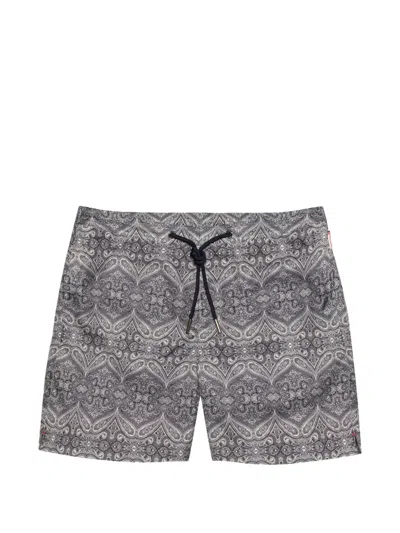 Orlebar Brown Bulldog Drawcord Patterned Swim Shorts In Gray