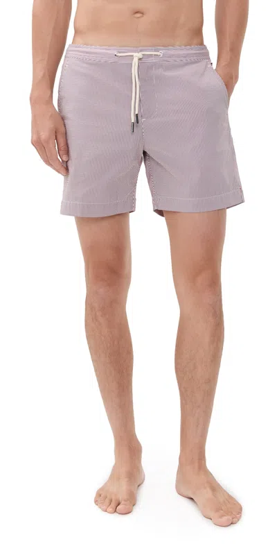 Orlebar Brown Bulldog Drawcord Seersucker Stripe 6 Shorts Dark Ruby/white Stripe