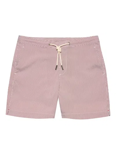 Orlebar Brown Bulldog Drawcord Seersucker Swim Shorts In Pink