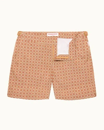 Orlebar Brown Bulldog Exclusive-print Mid-length Swim Shorts In Bronze